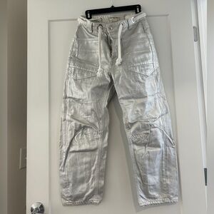 Free People Moxie Metallic Barrel jeans